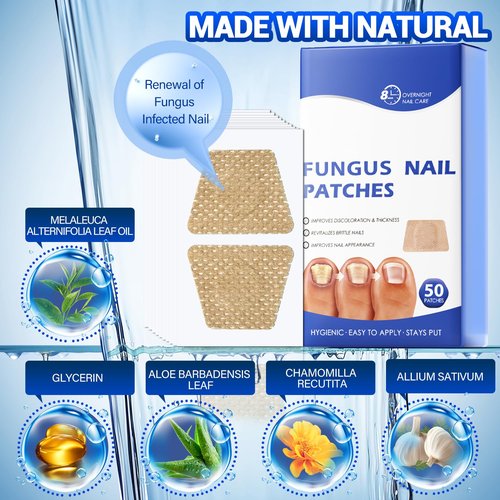 Skiennix Toenail Fungus Treatment - 50 Extra Strength Hydrogel Nail Patches for Overnight Repair
