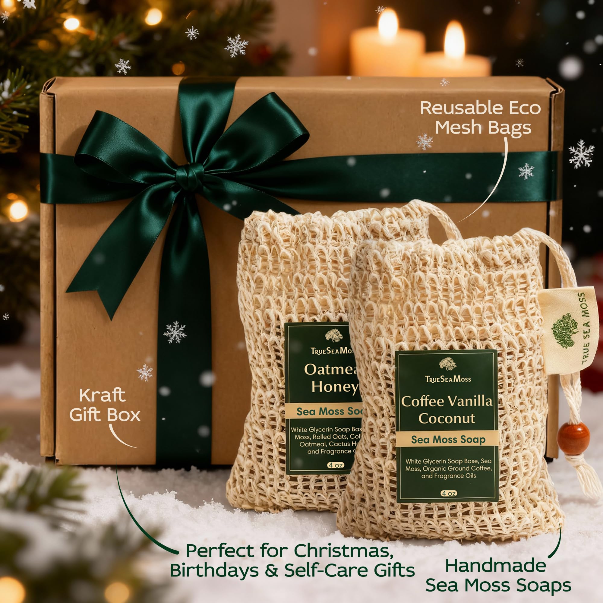 Wellness Gift Sea Moss Soap Bar – All-Natural Detox Soap with Coffee, Vanilla, Coconut & Oatmeal Honey – Gentle Handmade Foam for Sensitive Skin, Face & Body – Valentine's Gift for Men & Women