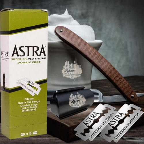The Shave Factory Premium Shaving Set - Astra Platinum Double Edge Safety Razor Blades (300)