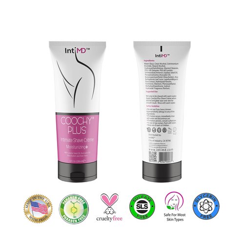 IntiMD COOCHY PLUS (2 Pack) Intimate Shave Cream Rash-Free With MOISTURIZING+ 8oz