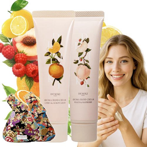 DEMIKI Shea Butter Hand Cream for Dry Cracked Hands, Birthday Gifts for Women, Bridesmaid Gifts, Nurse Gifts,Valentines Day Gifts, Party Favors, Hand Cream Gifts Set for Women, Travel Size1.7fl.oz x 2