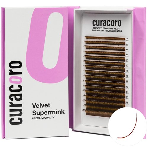 Curacoro Brown Super Mink Lashes Extensions - Multi Selections from 0.03 to 0.07, C CC D Curl, 7-15mm Length Mixed Tray Silk Eyelashes, Individual Eyelash Extensions