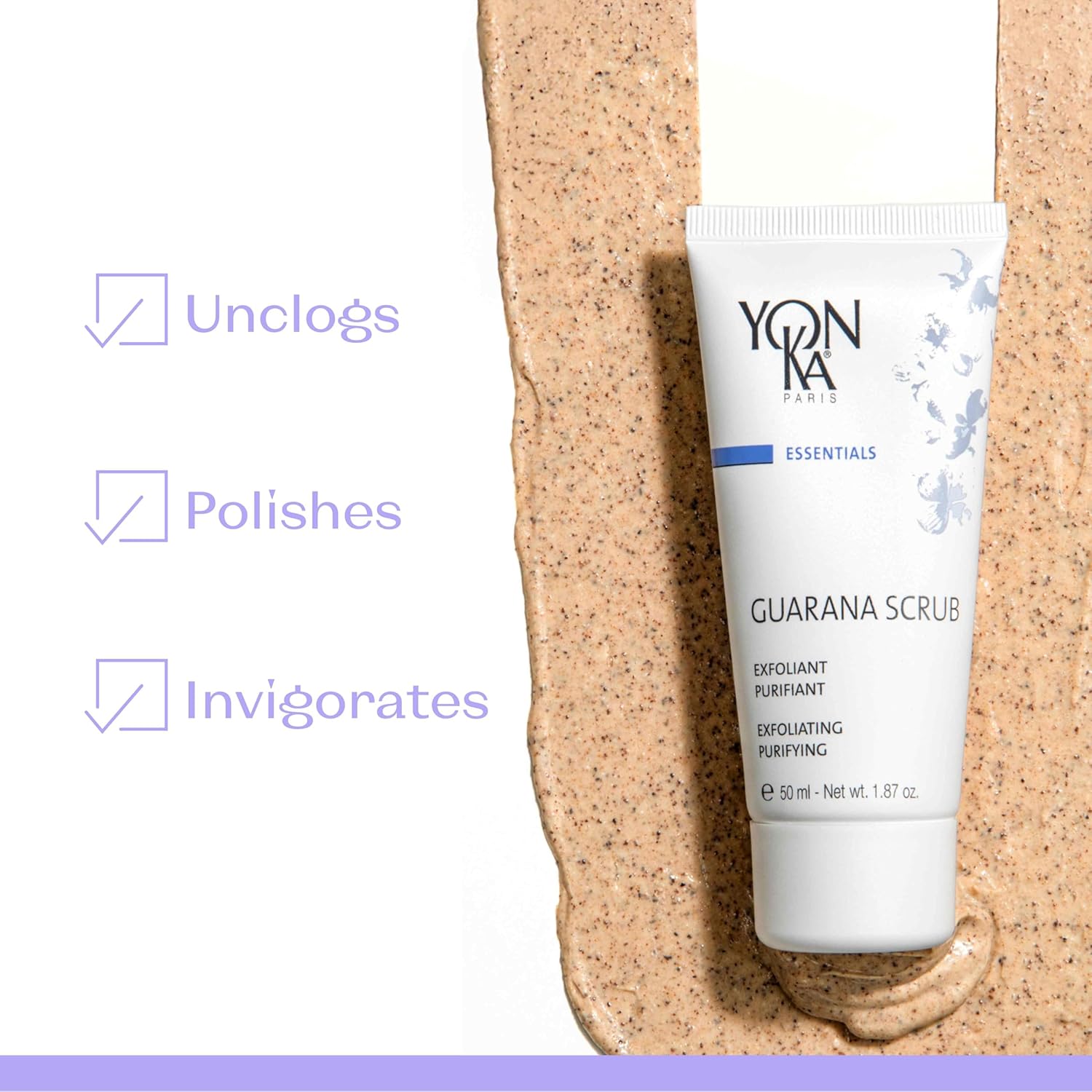 Yon-Ka Gel Nettoyant | Gentle Foaming Face Wash & Makeup Remover Set | Exfoliating Scrub for Normal & Acne-Prone Skin | 6.76 fl oz & 1.87 oz