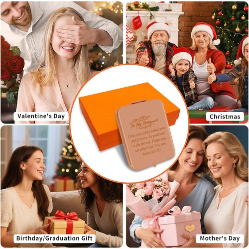 GLINTZ Daughter Gifts from Mom, Rose Gold Daughters Compact Mirror with Light, Birthday Gifts for Daughter from Mother, Graduation Wedding Anniversary Christmas