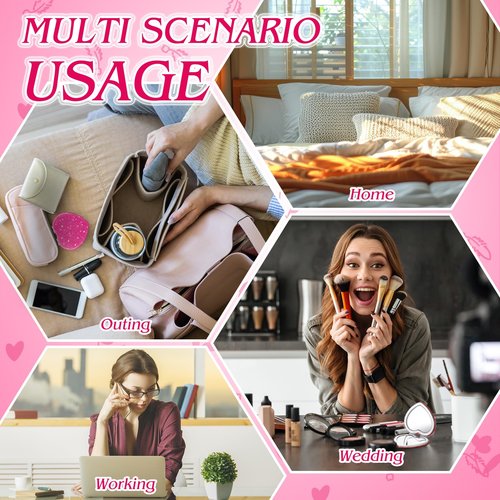 Geelin 6 Pcs Valentine's Day Heart Compact Folding Mirror Galentine Double Sided Mini Vanity Mirror Portable Travel Makeup for Purse Cute Glitter Cosmetic Looking Glass for Women Mom (Rose Red,Red)