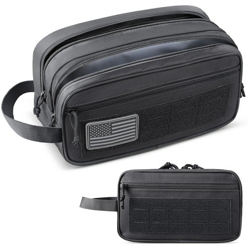 RXW Toiletry Bag for Men, Tactical Dopp Kit Military Hygiene Bag Mens Toiletry Travel Bag MOLLE EDC Pouch Small Toiltries Travel Bathroom Shaving Kit Shower Bags