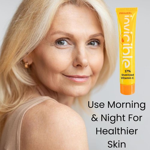 InviCible Primer+ Face Primer For Makeup with 17% Vitamin C, Brightening & Illuminating, Evens Skin Tone, Smoothing, All Skin Types, No Pilling, Grips Makeup, Fragrence Free, Vegan, 1fl oz