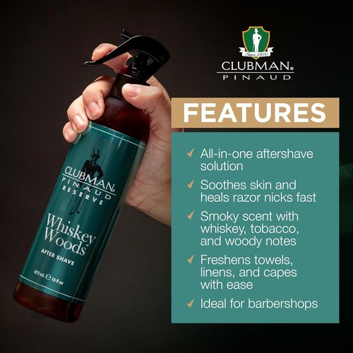 Clubman Reserve After Shave Spray | Whiskey Woods Scent for Men - Long-Lasting Fragrance, 16 fl oz
