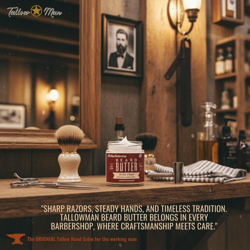 Tallow Man Deluxe Gift Set – Beard Butter Trio, Hand Salve & Leather Conditioner | Premium Men's Grooming