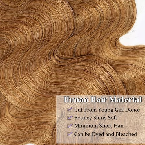 DSEKCAIN 27# Honey Blonde 2x6 Body Wave Lace Closure 100% Real Human Hair 14 Inch