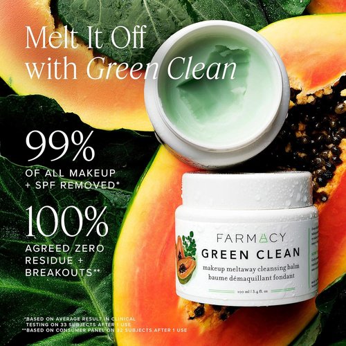 Farmacy Green Clean Makeup Remover Balm - Waterproof Oil Cleanser for Face | Hydrates & Softens Skin (12ml)