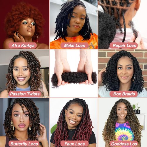 Afro Kinkys Bulk Human Hair for Braiding Mini Twists Braids Locs Dreadlock Extensions Afro Kinky-Curly Human Braiding Hair Bundles For Men Women Kids 16 Inch 2 Bulks 60g #30 Medium Brown Easy to Twist
