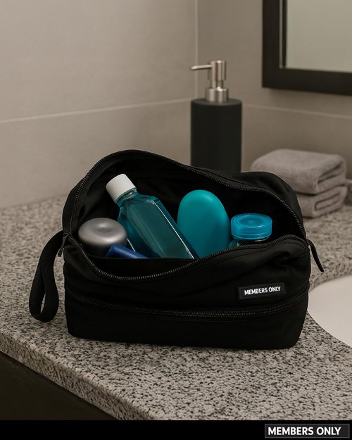 Members Only Dual Dopp Kit Toiletry Bag, Mens Dopp Kit for Travel with Dual Compartments, Mens Toiletry Travel Bag