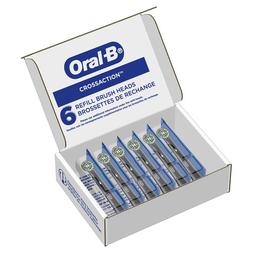 Oral-B Cross Action Replacement Brush Heads for an Oral-B Electric Toothbrush, Pack of 6, Black