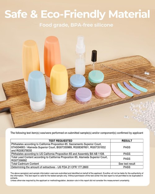 BAGSMART 18 Pack TSA Approved Travel Bottles for Toiletries, Leak Proof Silicone Travel Size Containers Bottles for Shampoo, Purple