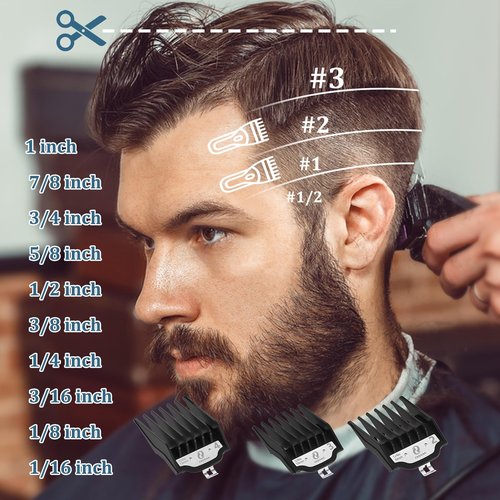 CR8GR8 Clipper Guards Set, Compatible with Wahl Hair Clippers, Guard Number: #1/2, #1, #1 1/2, #2 (Length: 1/16", 1/8", 3/16", 1/4")