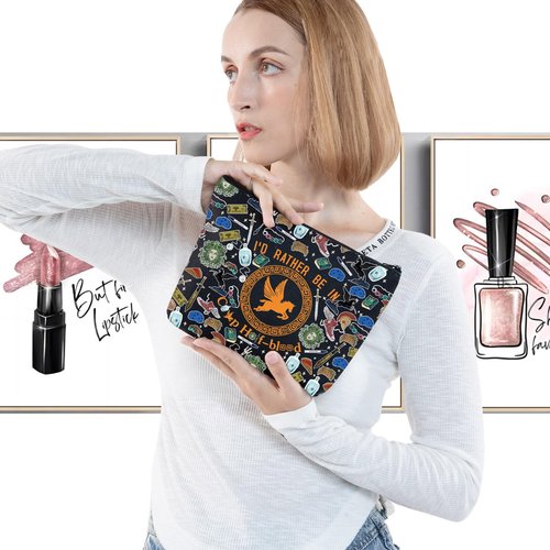 G2TUP Orange Horse Inspired Makeup Bag Book Lover Cosmetic Bag I'd Rather Be In Camp Half-blood Makeup Bag (In Camp BL MG)