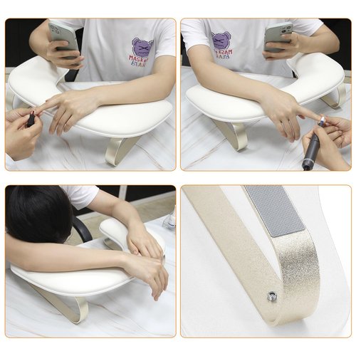 Arm Rest for Nails Tech Upgraded 10° Inclined, U-Shaped Manicure Nail Arm Rest Stand, Nail Armrest for Nail Tech Hand Rests with Aluminum Alloy Holder Non-Slip