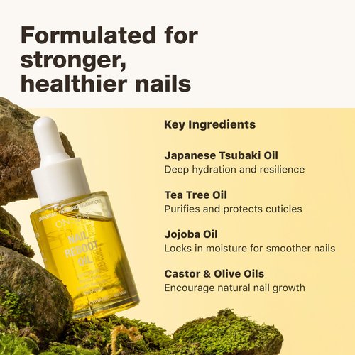 Onsen Secret Nail & Cuticle Repair Oil (35ml) - Dry Oil Formula - Japanese Tsubaki, Tea Tree & Jojoba - Strengthens Nails, Repairs Cuticles, Hydrates Skin & Hair - Natural & Vegan