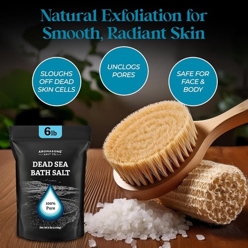 Aromasong Dead Sea Salt Bath Soak - 100% Natural 6 Lbs Bulk Pack for Relaxation & Skin Detoxification