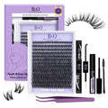 B&Q Flora Lash Clusters Kit Flaunt Lash Clusters D-Curl Cluster Eyelash Extensions Kit Lengthlock Eyelash Cluster 8-18mix Wet Look Eyelashes Clusters Wispy DIY Eyelash Extension Kit (Flaunt B0X Kit)