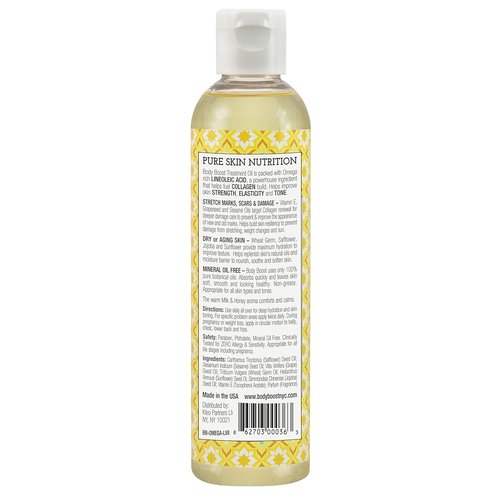 Body Boost Milk & Honey Stretch Mark Oil - 8oz | Safe for Pregnancy & Nursing, Reduces Scars