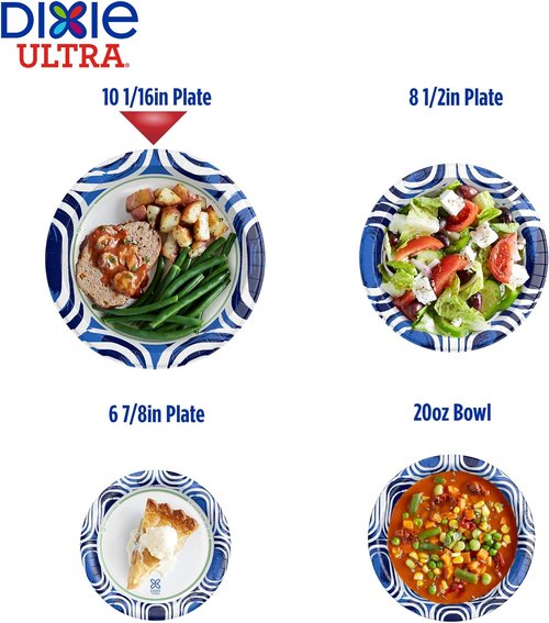 Dixie Ultra Large Paper Plates - Heavy Duty, Microwave-Safe, Soak-Proof | 10 Inch, 172 Count