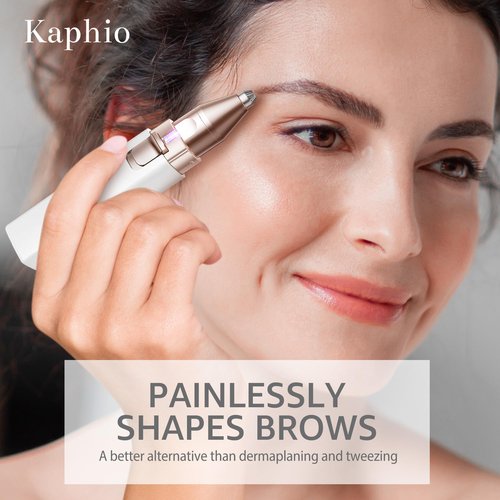 KAPHIO Facial Hair Removal for Women: 2 in 1 Electric Hair Removal Device for Chin Upper Lip Peach Fuzz & Rechargeable Eyebrow Trimmer for Shape Brows with Light (Blue)