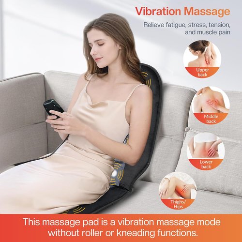 CILI Massage Chair Pad - Heated Back Massager with 10 Vibration Motors | Ideal for Home & Office Use