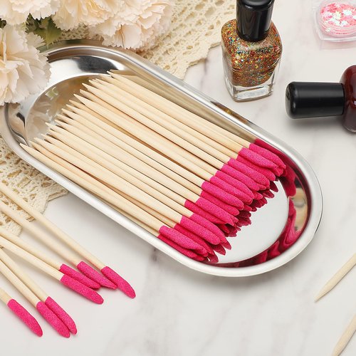 100PCS Disposable Sanding Sticks, Pumice Stone Cuticle File Remover Nail File Buffer, Double-Headed Manicure Sticks Wood Nail Stick Pusher Sanding Tools for Home Salon Mani-Pedi, Pink