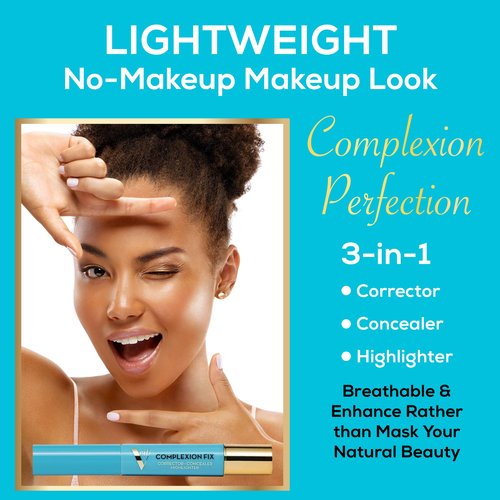 Veil Cosmetics - Complexion Fix Concealer - Liquid Concealer for Under Eye + Dark Circles - Highlight, Contour, Correct - Anti-Aging - Vegan Makeup Pen - Hydrating Lightweight (4N Tan Neutral)