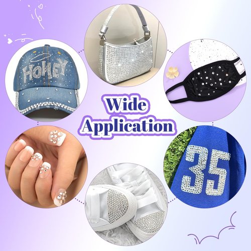 8000Pcs Hotfix Rhinestones for Clothing, Clear SS10 Iron On Flatback Glass Gems, Bedazzler Crystals Rhinestones for Crafting Clothes Hats Shoes Fabric Bedazzling Decor Nail Art