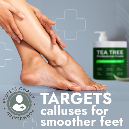 Callus Remover for Feet | Extra Strength Callus Remover Gel for Feet with Tea Tree Oil | Professional-Grade Pedicure Treatment | 50 Applications per Bottle, Includes 3 Pumice Stones | 14 fl oz