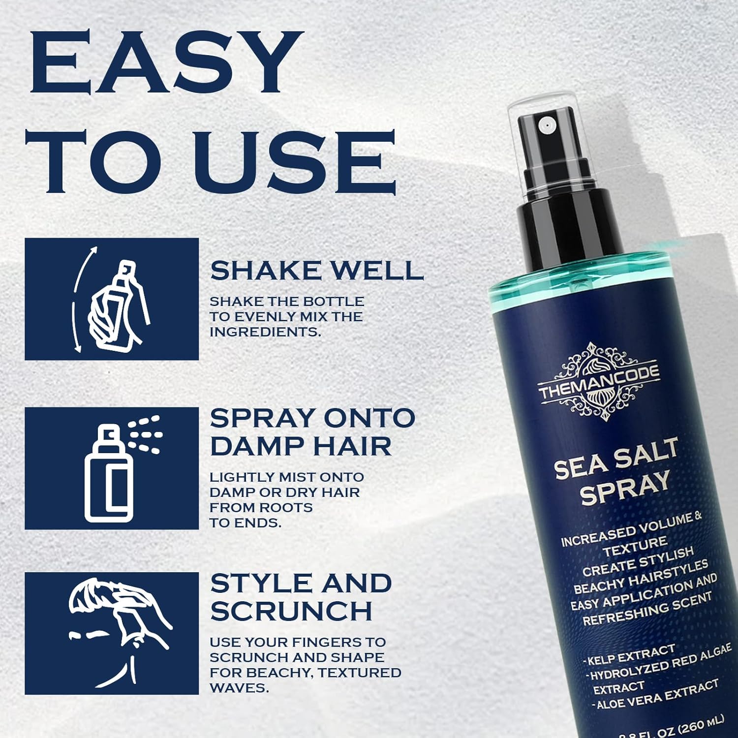 THEMANCODE Sea Salt Spray for Men - Texturizing Hairspray for Instant Volume | 8.8 Oz Travel Essential
