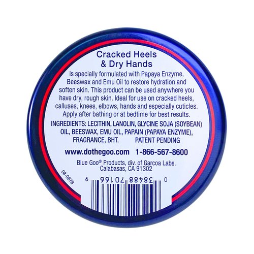 Blue Goo Cracked Heels & Dry Hands Intense Skin Softener - for Calluses, Corns & Elbow Dryness Relief, Fast- Penetrating Hydrating Moisturizer, Made w/ 100% Pure Emu Oil & Beeswax, 2 oz (3 Pack)