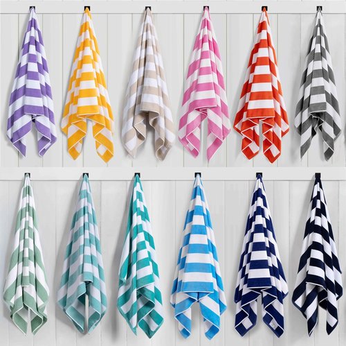 LULUHOME Large Oversized Beach Towel - Soft Cotton Striped Pool Towel 36 x 70 Inch | Purple for Adults