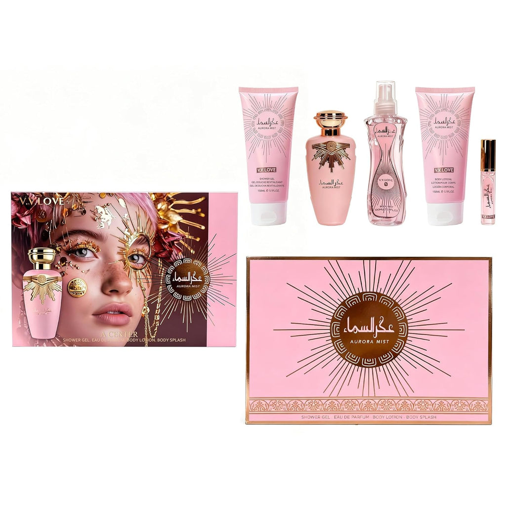 A CENTER Aurora Mist Luxury Perfume Gift Set for Women - Eau de Parfum Spray & Body Care Essentials (5PCS)