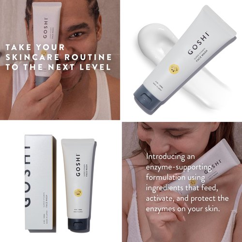 GOSHI Super Vitamin Face Wash for All Skin Types 4 oz - Infused with Vitamin E, Cold-Pressed Sesame Oil, Macadamia and More Plant Extracts - Made in Japan
