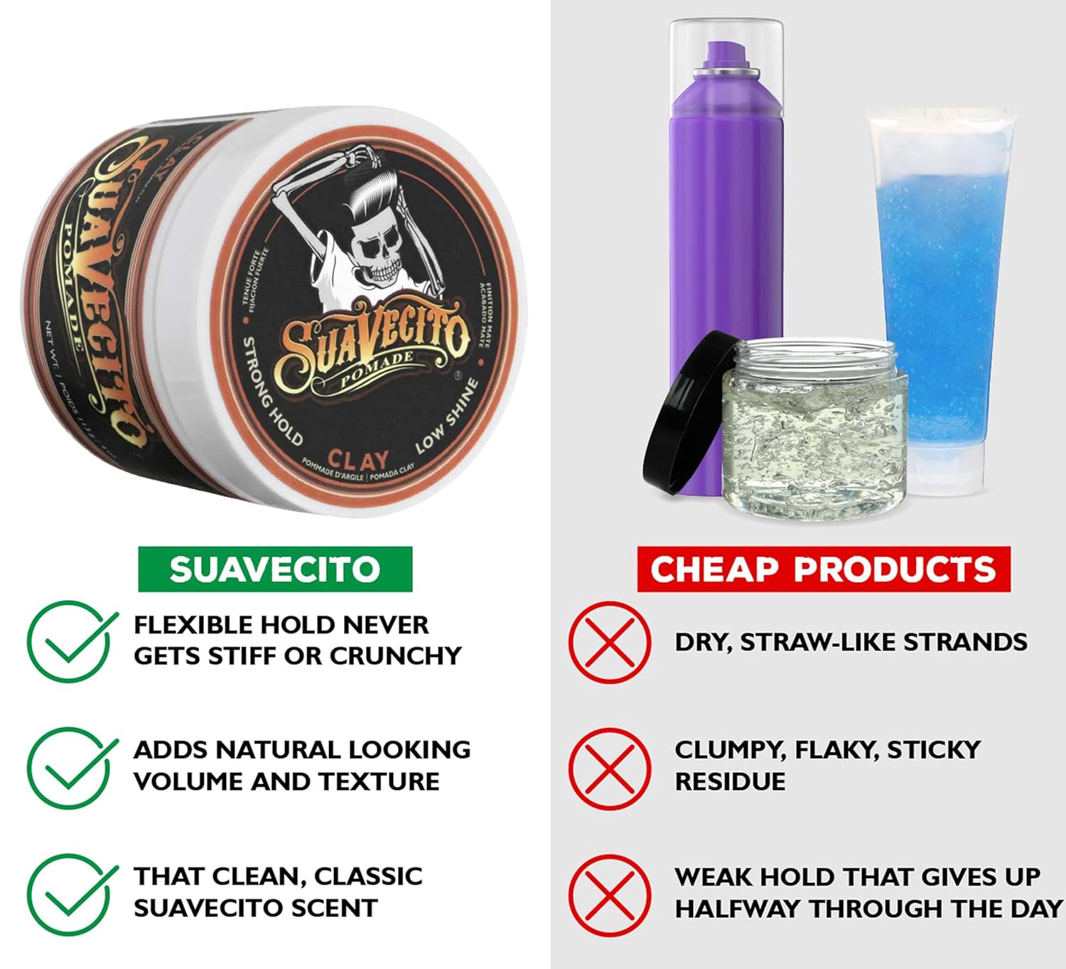Suavecito Pomade Firme Clay for Men - Strong Hold & Low Shine Matte Finish - 4 oz Professional Hair Styling Clay