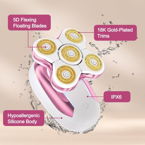 Electric Razors for Women for Leg, 5D Rechargeable Shaver for Women Sensitive Skin - Waterproof Cordless for Body Shaver, Painless Magnetic Hair Removal