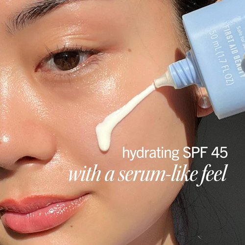 First Aid Beauty Hydrating Sunscreen Milk SPF 45 | Lightweight Serum with Colloidal Oatmeal, Sheer Finish