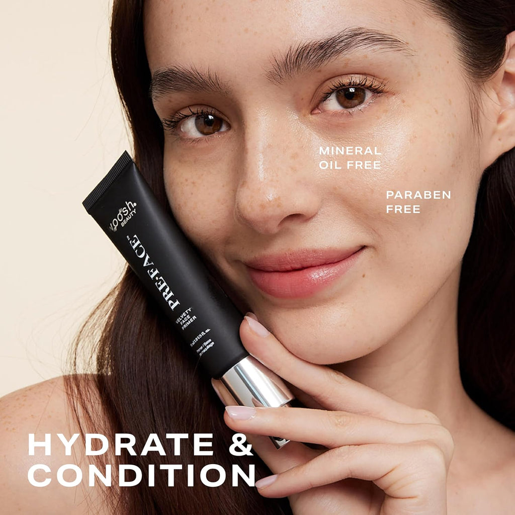 Woosh Beauty Pre•Face Primer - Hydrating, Long-Lasting Vegan Formula | Pore Minimizer, 15 ml Travel Size