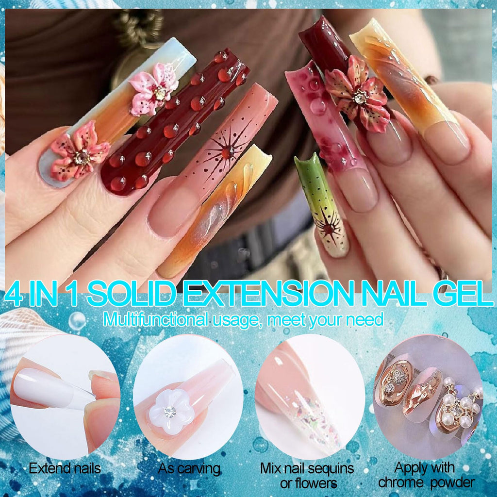 YEPYEPGO 3D Sculpting Gel for Nail Art, 2Pcs Non-Sticky Hand Solid Sculpture Builder Gel and Hard 3D Molding Gels with Pro Brush U V Soak Off Salon Quality DIY at Home, Clear, 30g