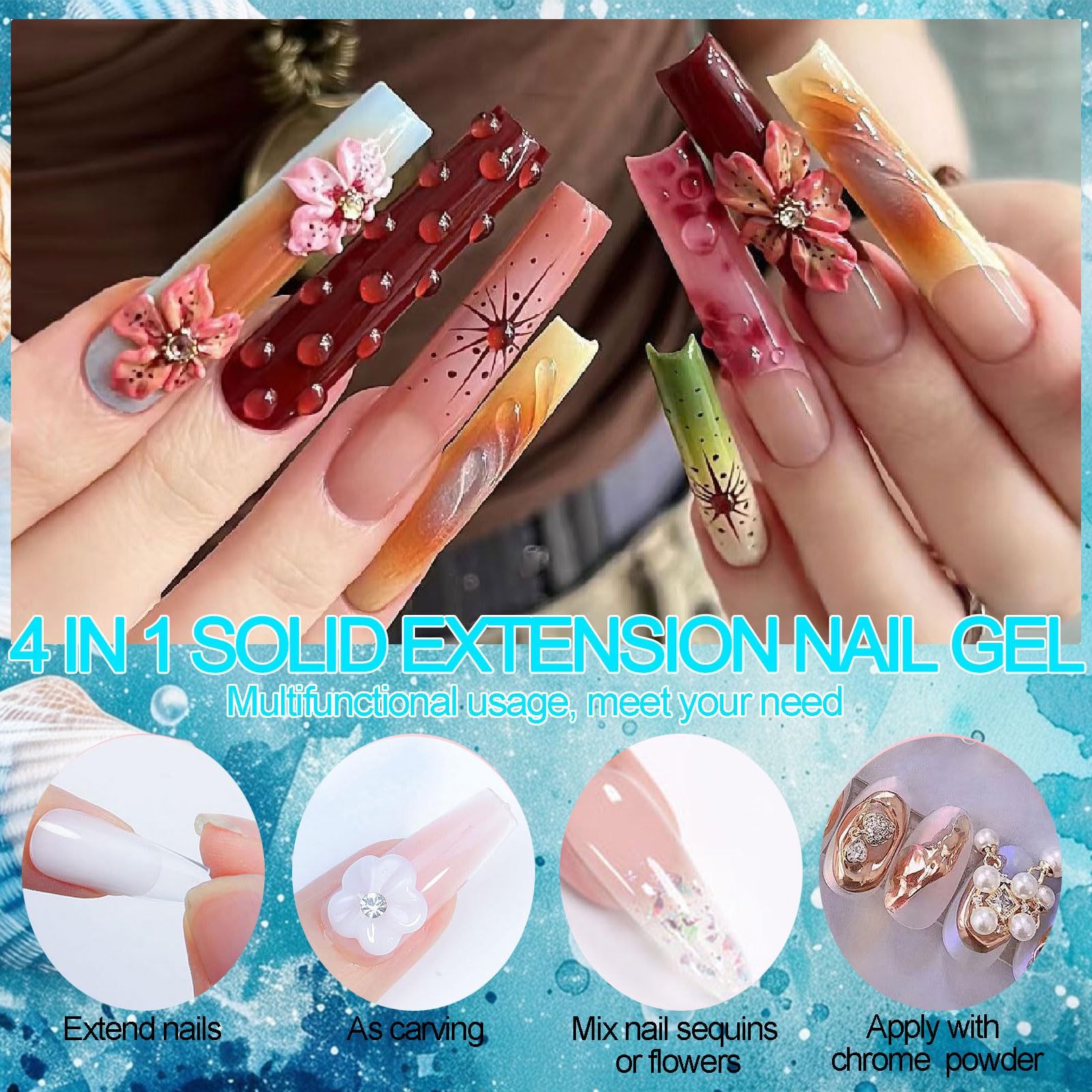 YEPYEPGO 3D Sculpting Gel for Nail Art, 2Pcs Non-Sticky Hand Solid Sculpture Builder Gel and Hard 3D Molding Gels with Pro Brush U V Soak Off Salon Quality DIY at Home, Clear, 30g