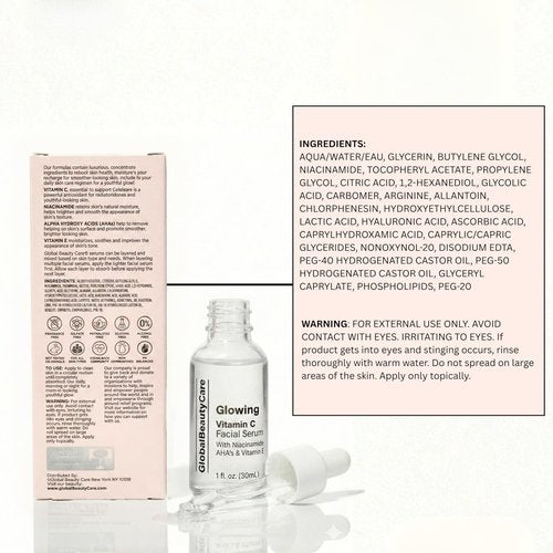 Global Beauty Care Vitamin C - Facial Serum with Niacinamide, AHA & Vitamin E 1fl oz 30ml