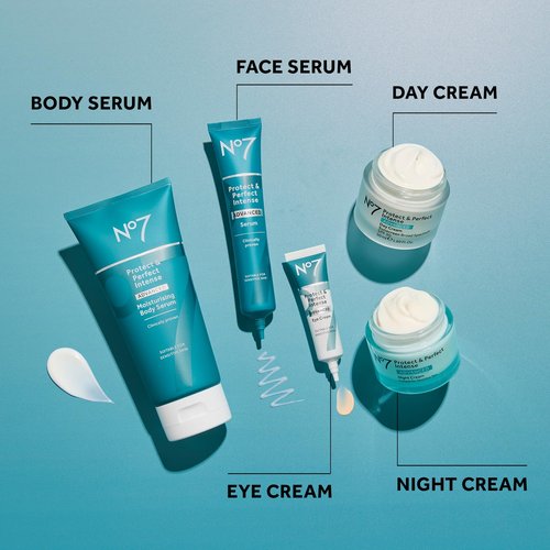 No7 Protect & Perfect Intense Advanced Night Cream Fragrance Free - Vitamin E & Shea Butter Face Cream - Fine Line Reducing Moisturizer with Collagen Peptide Technology (1.69 fl oz)