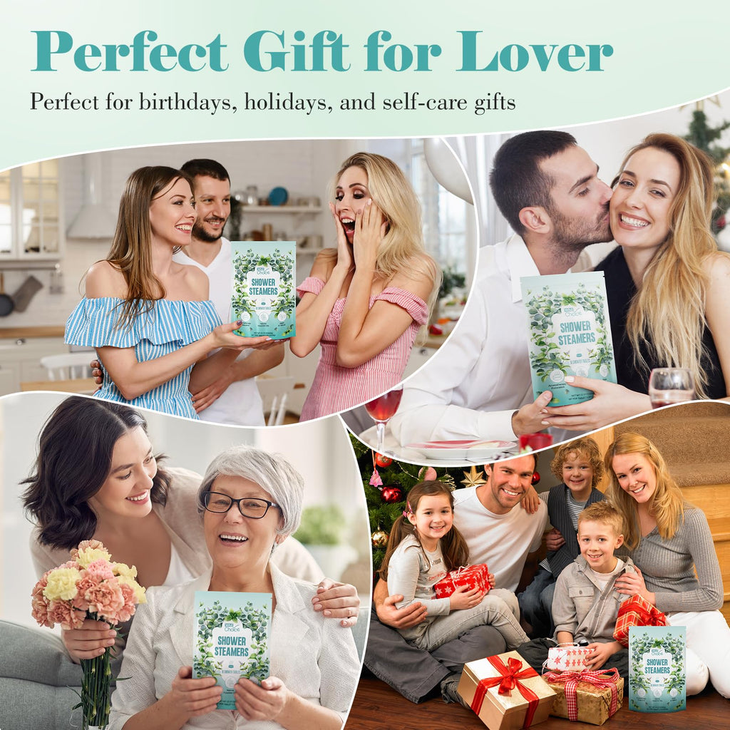 W&E Choice Shower Steamers 18 Counts- Christmas Gifts for Women, Shower Bombs Individual Package, Eucalyptus Mint Essential Oils for Daily Relaxation & Stress Relief, Gift for Women, Mom, Wife