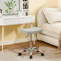 FIRAVOE Saddle Stool with Wheels, Swivel Rolling Stools for Vanity, Adjustable Height Tattoo Stool 17"-21" (Gray)