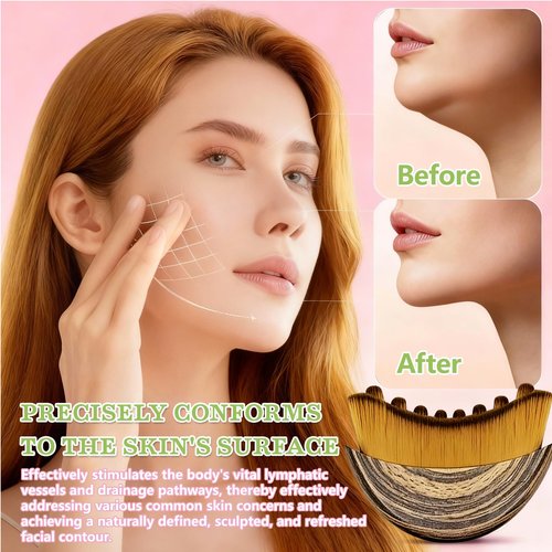 Lymphatic Contour Face Brush - Manual Lymphatic Drainage Massager for Facial Sculpting & Glowing Skin; Ergonomic Waterproof Brush for Morning De-Puffing, Travel Skincare Tool, Ideal Gift for Her