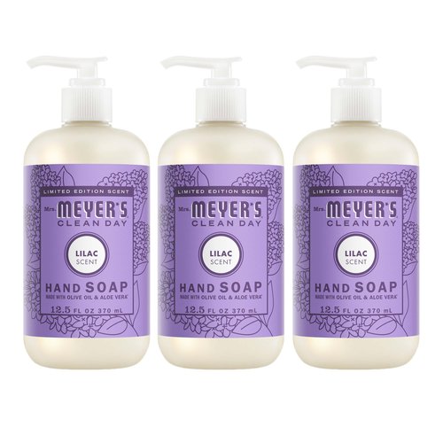 MRS. MEYER'S CLEAN DAY Liquid Hand Soap, Lilac Scent, 12.5 Ounce Bottle (Pack of 3)